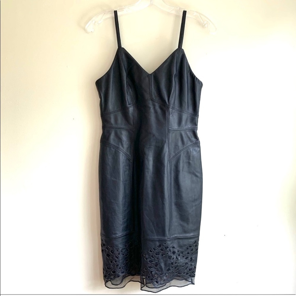 Yoana Baraschi Anthropology black dress S laser cut hem spaghetti strap